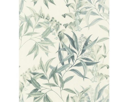 Behang met blad- en bloemmotief