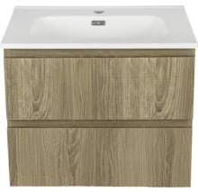 Wastafelonderkast met twee laden en keramische wastafel