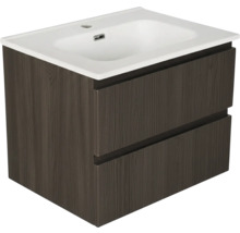 Wastafelonderkast met twee lades en keramische wastafel