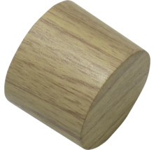 Cilindrische eindknop van hout voor gordijnroedes met natuurlijke houtnerf.