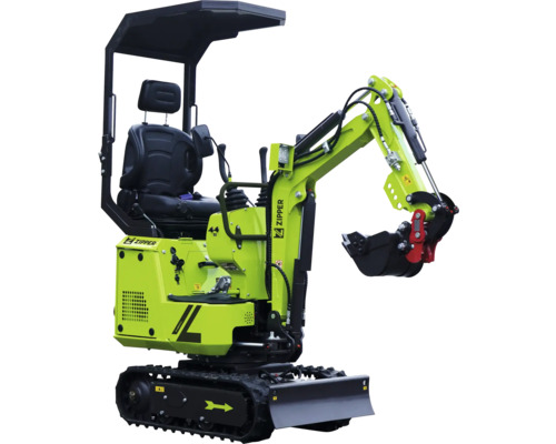 Minigraafmachine met rupsbanden en cabinedak