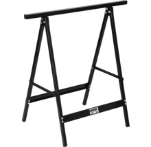 Twee zwarte metalen schragen met Cargo Point logo