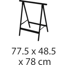 Schraag met de afmetingen 77,5 x 48,5 x 78 cm