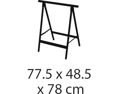 Schraag met de afmetingen 77,5 x 48,5 x 78 cm