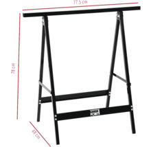Zwarte Cargo Point werkbank met afmetingen 78 bij 77,5 bij 48 cm