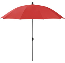 Rode parasol met metalen standaard