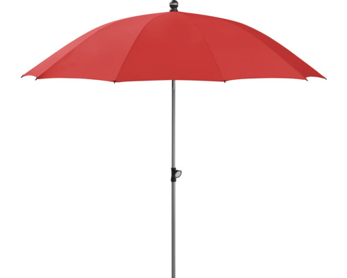 Rode parasol met metalen standaard