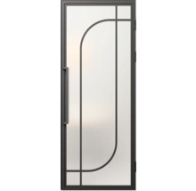 Deur met glazen paneel en metalen frame