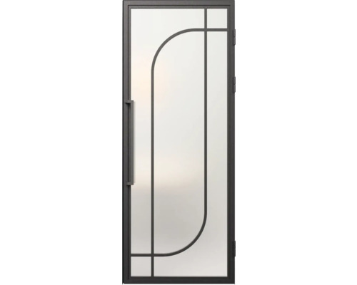 Deur met glazen paneel en metalen frame