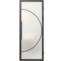 Deur met glazen paneel en halve cirkel ontwerp