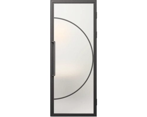 Deur met glazen paneel en halve cirkel ontwerp