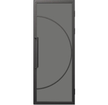 Deur met glazen inzet en gebogen design