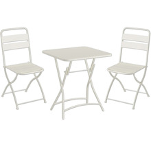 Tuinset met twee stoelen en een vierkante tafel van metaal