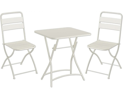 BEST Tuinset Breeze Bistro 3-delig beige Tuinset met twee stoelen en een vierkante tafel van metaal