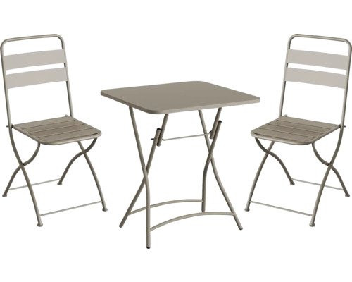 BEST Tuinset Breeze Bistro 3-delig cappuccino Tuinset met twee stoelen en een vierkante klaptafel