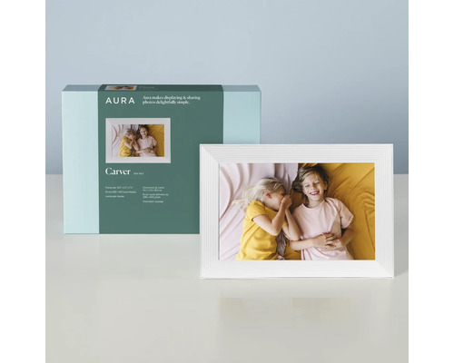 Aura Carver digitale fotolijst met verpakking