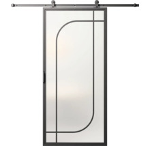 Schuifdeur met glas en metalen frame