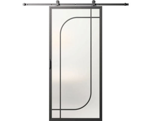 Schuifdeur met glas en metalen frame