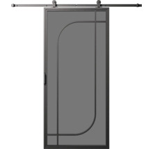 Schuifdeur met metalen frame en beslag