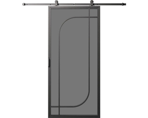 Schuifdeur met metalen frame en beslag