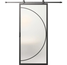 Schuifdeur met glas en metalen frame