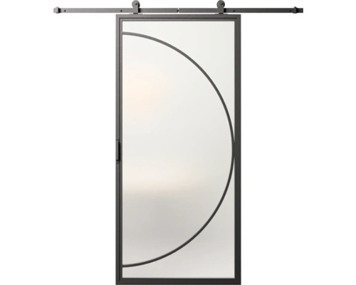 Schuifdeur met glas en metalen frame