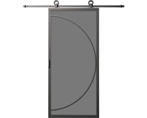 Schuifdeur met metalen frame en halfrond ontwerp