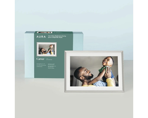 Aura Carver digitale fotolijst met verpakking