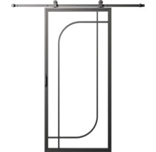 Schuifdeur met metalen frame en beslag