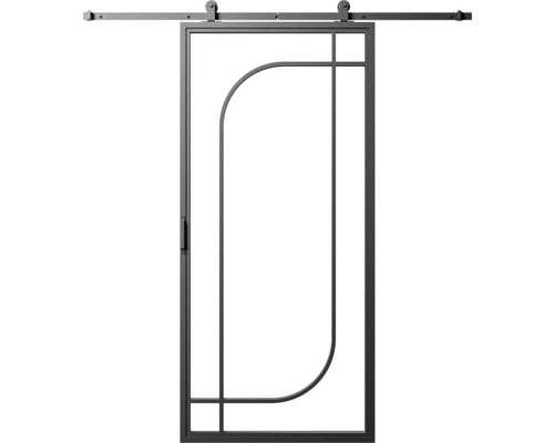 Schuifdeur met metalen frame en beslag