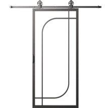 Schuifdeur met metalen frame en rolsysteem