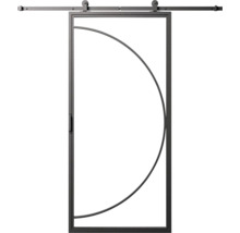 Schuifdeur met metalen frame en halfrond ontwerp