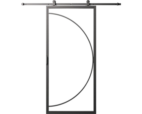 Schuifdeur met metalen frame en halfrond ontwerp