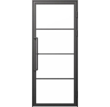 Deur met stalen frame en glazen panelen