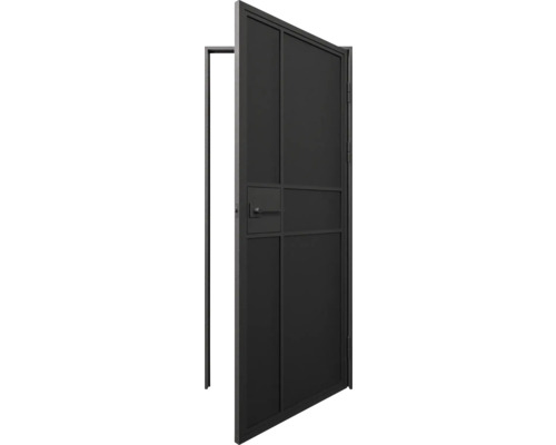 Geopende deur met frame structuur en deurklink