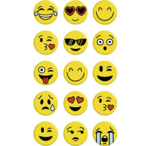 Collectie gele emoji symbolen met verschillende gezichtsuitdrukkingen