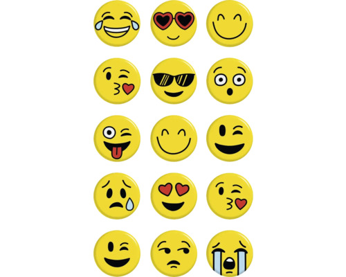 Collectie gele emoji symbolen met verschillende gezichtsuitdrukkingen