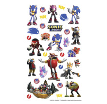 Sonic Prime-stickervel met verschillende karakters en logo's