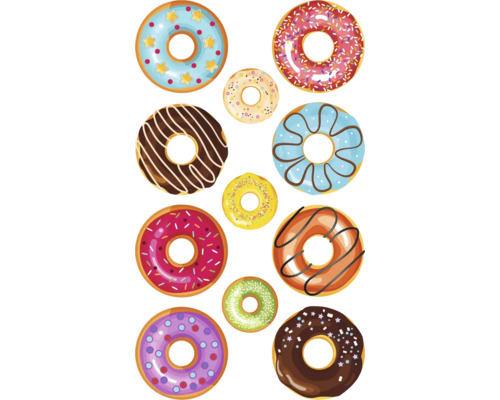 Illustratie van meerdere donuts met verschillende soorten glazuur en strooisels