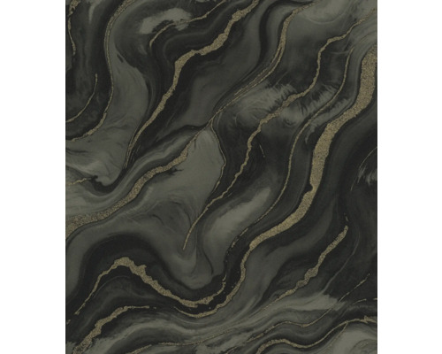 Behang met marmerlook en gouden accenten