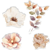 Illustratie van vier bloemen en een tak met bladeren