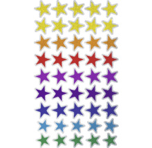 Veelkleurige sterstickers met zilveren rand