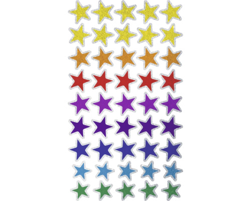 Veelkleurige sterstickers met zilveren rand