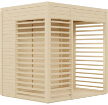 Houten tuinhuis met lamellenwanden