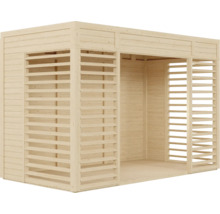 Houten tuinhuis met lamellenwanden