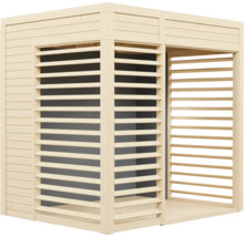 Houten tuin paviljoen met lamellenwanden