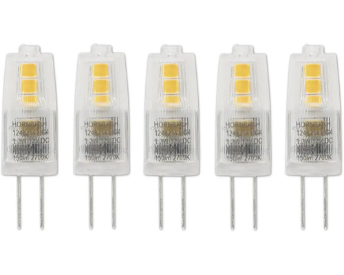 Vijf lampen met stiftvoet