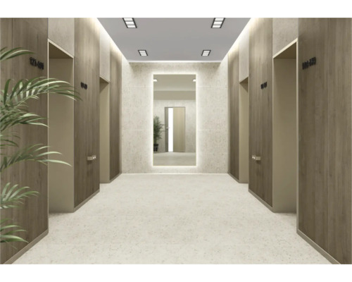 Gang met deuren en spiegel