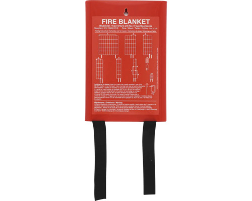 FIREANGEL Blusdeken 1x1 meter Branddeken met montage-instructies, afmeting 1 meter bij 1 meter