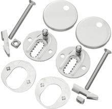 Bevestigingsset voor wastafel, bestaande uit schroeven, moeren en afdekkingen